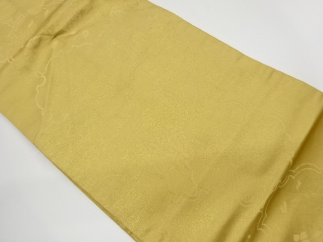 リサイクル　雪輪に秋草・花々模様織出し名古屋帯